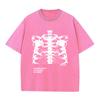 Retro Washed Vintage T-Shirt Blsack Tops Skeleton T-Shirt High Quality T Shirts Summer Oversized Short Sleeve Clothes