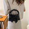 Fashion Bow Knot Small Shoulder Bag Trendy Chain Crossbody Bag Cute Faux Leather Mini Handbag for Women CLE