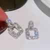 Huitan Sparkling Fashion Drop Earrings Female Engagement Jewelry with Bright Round Zirconia Trendy Accessories for Wedding Party
