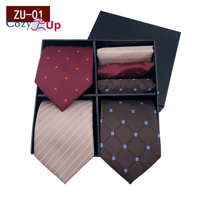 3pcs Tie+3pcs Square Scarf Classic Men's Tie Set Paisley Stripe Necktie for Men Pocket Square  Father's Day Gift Box