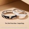 Sterling Silver Little Prince & Rose Enamel Couple Rings - Light Luxury Gift for Girlfriend
