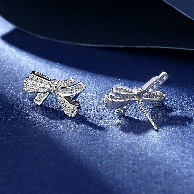Full Diamond Bow Earrings Women's Light Luxury Personality Temperament Earrings Premium Sense Delicate Ear Jewelry