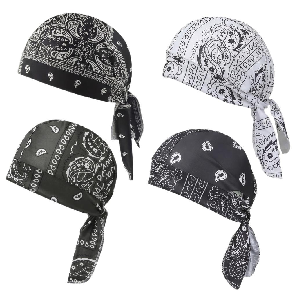 Confezione da 4 Berretti Bandana Rinfrescanti con Fantasia Paisley, Fasce per la Testa Traspiranti Regolabili per Circonferenza Cranica 55-58cm, Uso Esterno