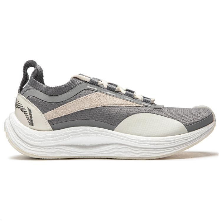 Li Ning Comfortable Casual Non-Slip Shock Absorbing Low-Top Running Shoes Unisex Running Shoes Gray Beige AZGU021-2