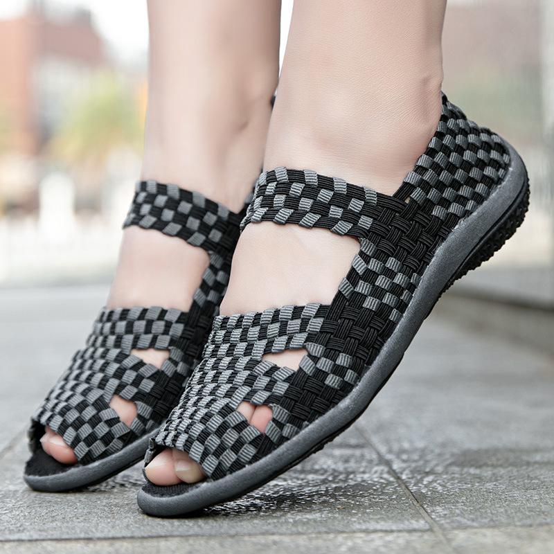 Korean Style Elastic Woven Women's Casual Sneakers