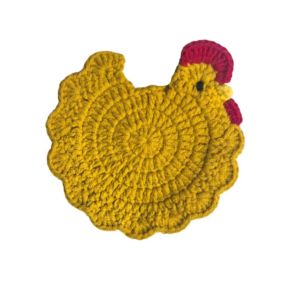 Funny Handmade Crochet Coaster Soft Fabric Cartoon Design Drink Cup Pads Non-Slip Heat Resistant Insulation Placemat Home Decor