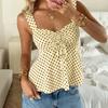 Women's Polka Dot Front Tank Top - Casual Trendy Sleeveless Blouse