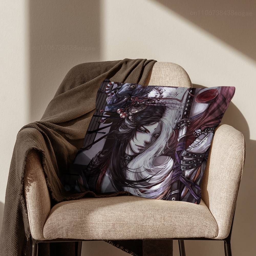 S-Samurai Warrior Geisha  Throw Pillow Case For 45*45cm,55*55cm,30*30cm For Home Bedroom Decoration And Protector