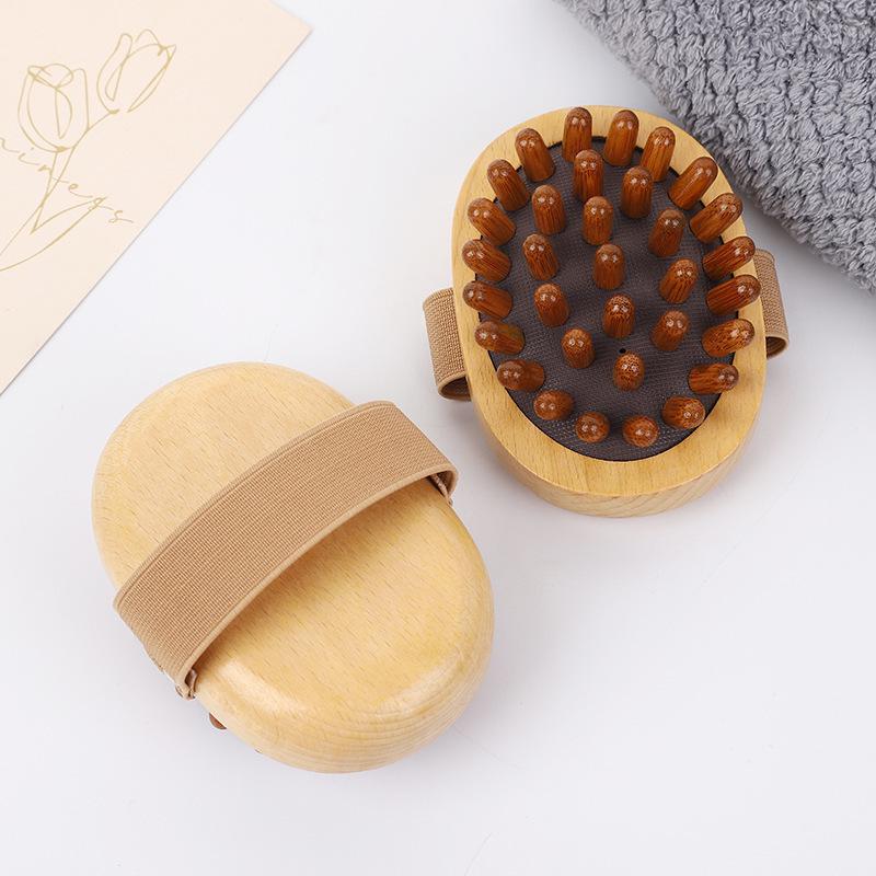 Solid Wood Essential Oil Meridian Massager with Bamboo Acupoint Brush Heads