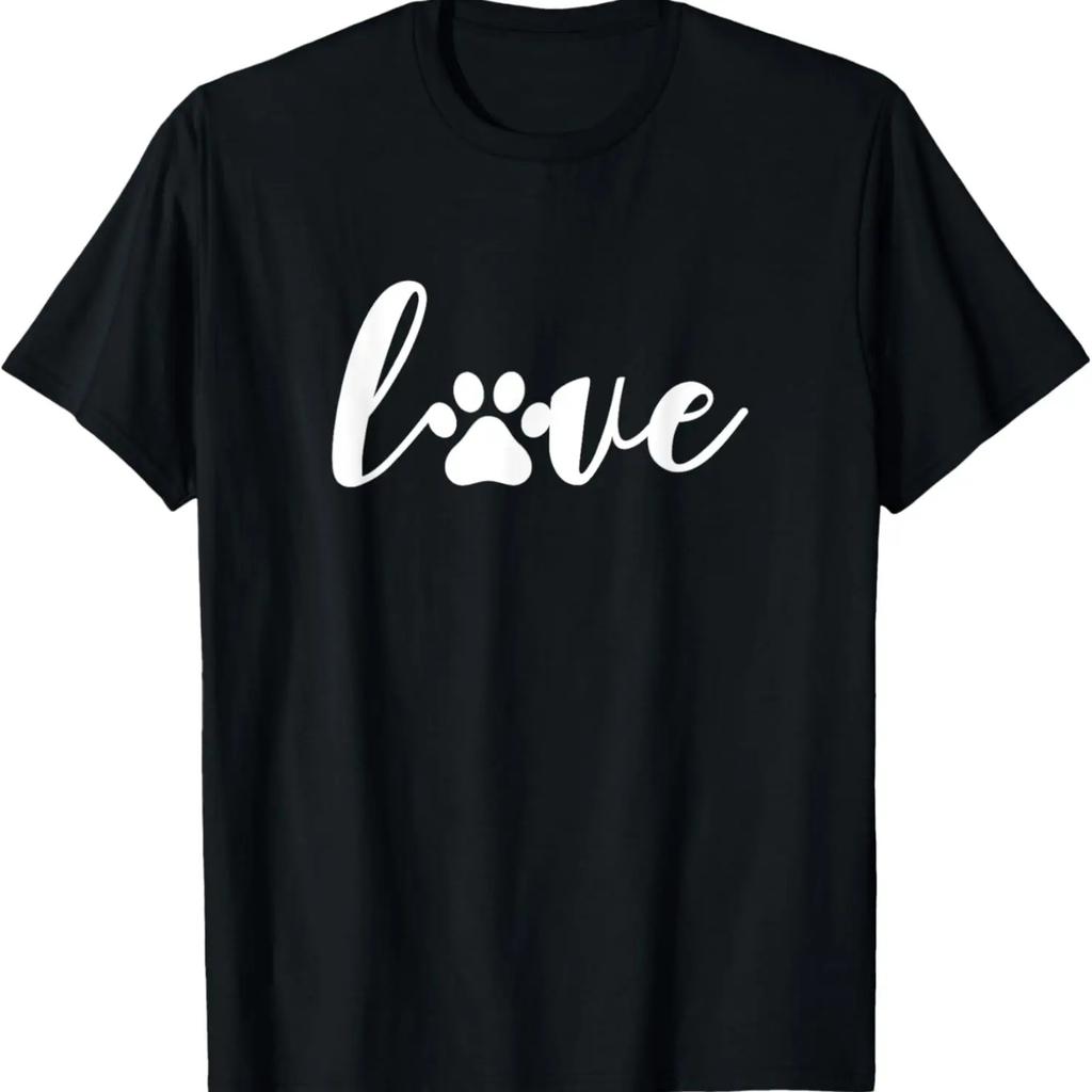 Paw Print Love Heart Funny Cool Dog Cat Mom Pet Animal Lover T-Shirt