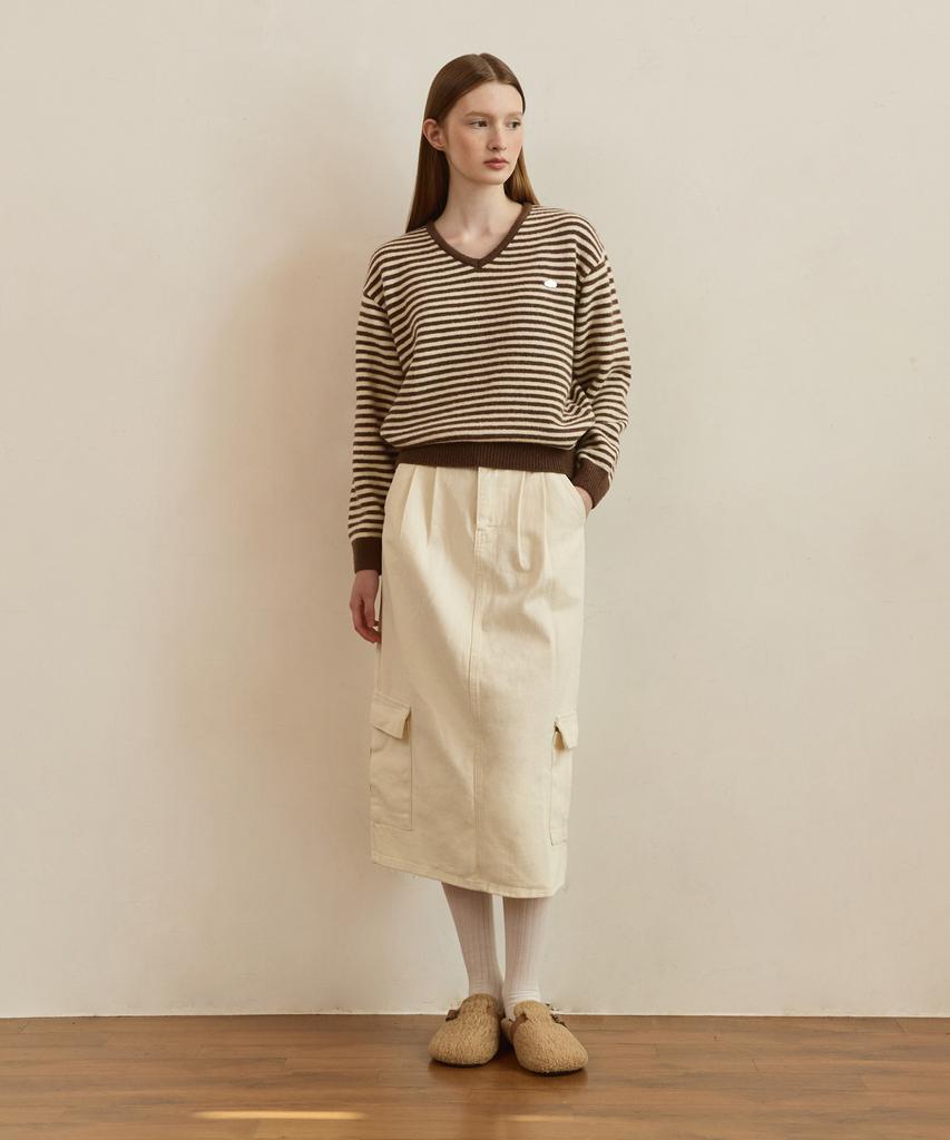 Adowl Lata Cargo Pocket H Line Skirt - Ivory