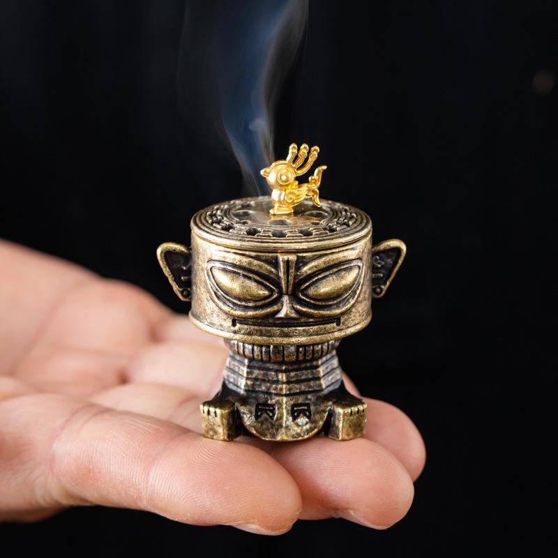 Sanxingdui Alloy Incense Burner - Goose Pear Tent Design for Indoor Zen and Tea Ceremony Decor