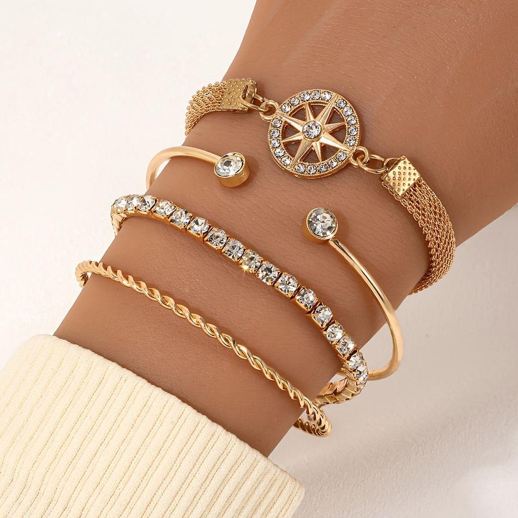 Bracelet set European and American multi-layer retro diamond-encrusted twist bracelet simple bracelet bracelet