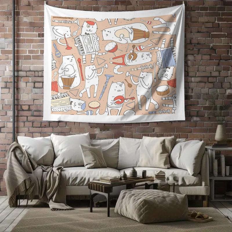 Music Tapestry Vintage Orchestra Wall Hanging Bohemian Home Decor Aesthetic Room Decor Festival Backdrop Musical Gift Wall Art