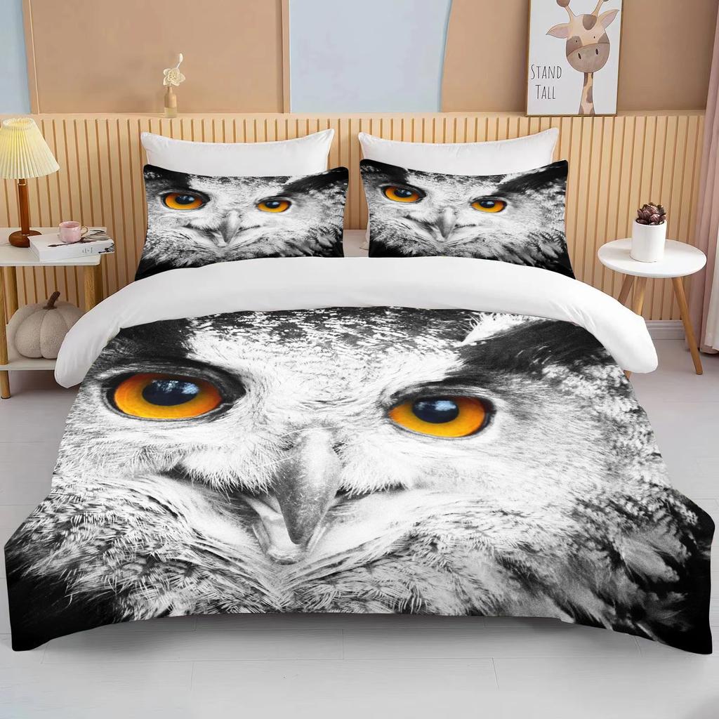 Lovely Owl 3D Birds Carton Warm Comforter Beding Set,Soft Duvet Cover Bed Linen Set Comfortable Quilt Cover Pilowcase King Quen Sized Dimensions
