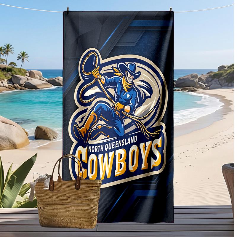 North Queensland Cowboys Druck Strandtuch Weich Tragbar Schnell?Trockenes Handtuch für Pool Sommerurlaub Outdoor Sport