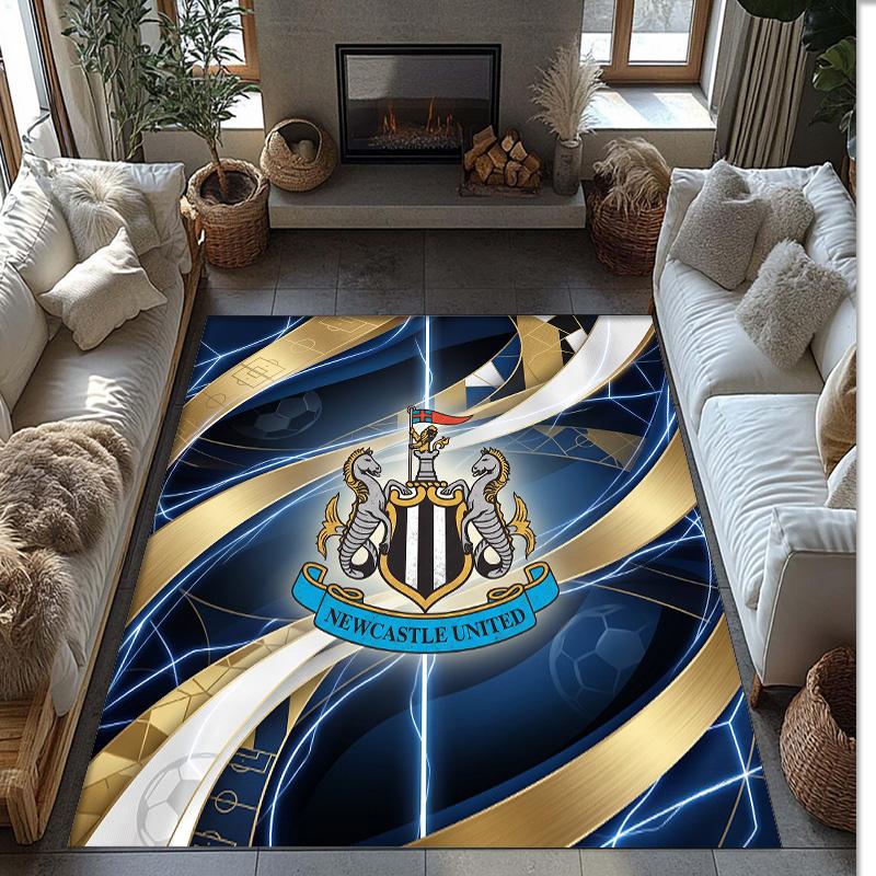Newcastle United Football Print Crystal Velvet Rug, Comfortable Water Absorbent Non Slip Indoor Floor Carpet
