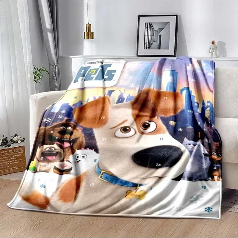 3D Cartoon Anime T-The Secret Life of Pets Flannel Blanket Sofa Bed Living Room Bedroom Adult Children Gift Blanket Car Blanket