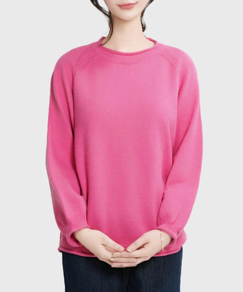 Keulleiseu Mila Comfortable Women'S Round Neck Knit Sweater_Red