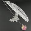 Chinese Style Metal Feather Bookmark Creative Immortal Dried Flower Butterfly Leaf Student Bookmark Teacher'S Day Gift