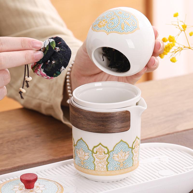 Portable Outdoor Kung Fu Tea Set - Engraved Logo for Business Gifts