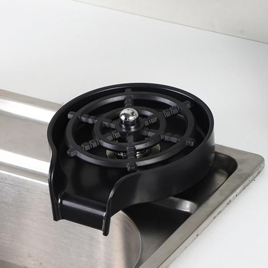 Kitchen Sink Glass Rinser High Pressure Powerful Spraying Jets Hands-Free Operation 360-degree Rotating Cup Rinser Sink Attachment