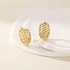 Swirl Pattern Hollow-out Circle Hoop Earrings Unisex Geometric Multi-layer Line-inlaid Zircon 18K Gold-plated Earring