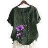Ladies' Round Neck Short Sleeve Cotton Top with 11 Colorful Floral Patterns