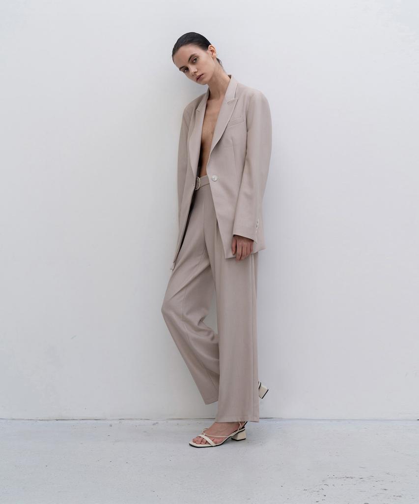 RE RHEE Straight Wide Leg Slacks Trousers_Be