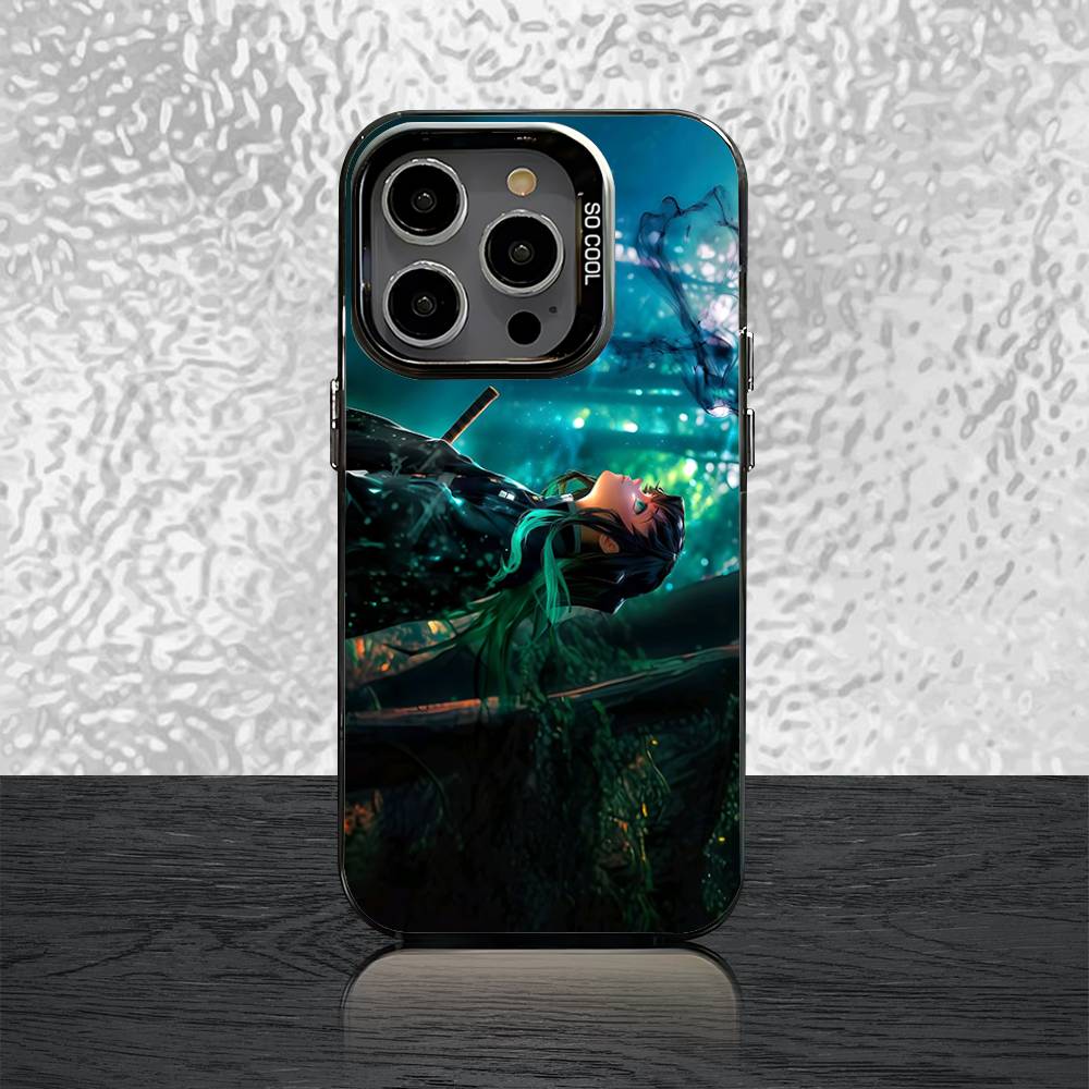 Coque D-Demon S-Slayer Château Infini Pour iPhone 16,15,14,13,12,11,Pro,XS,Max,Plus,Mini,SE Noir Bonbon Mat Housse antichoc