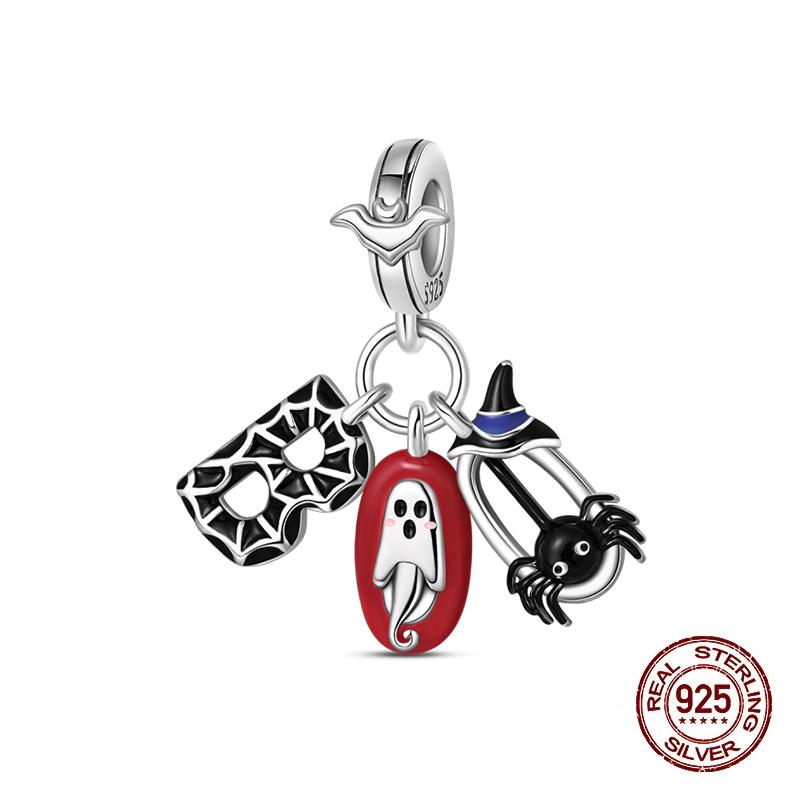 Halloween Charms Bead 925 Silver Luminous Pumpkin Ghost Dangle Fit Bangle Bracelet Necklace DIY Jewelry