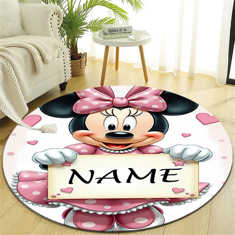 Gepersonaliseerd M-Minnie Rond Kantoorvloerkleed - Perfect voor Mat, Kantoorstoel & Meer - Ideaal Cadeau voor Verjaardagen en Feestdagen