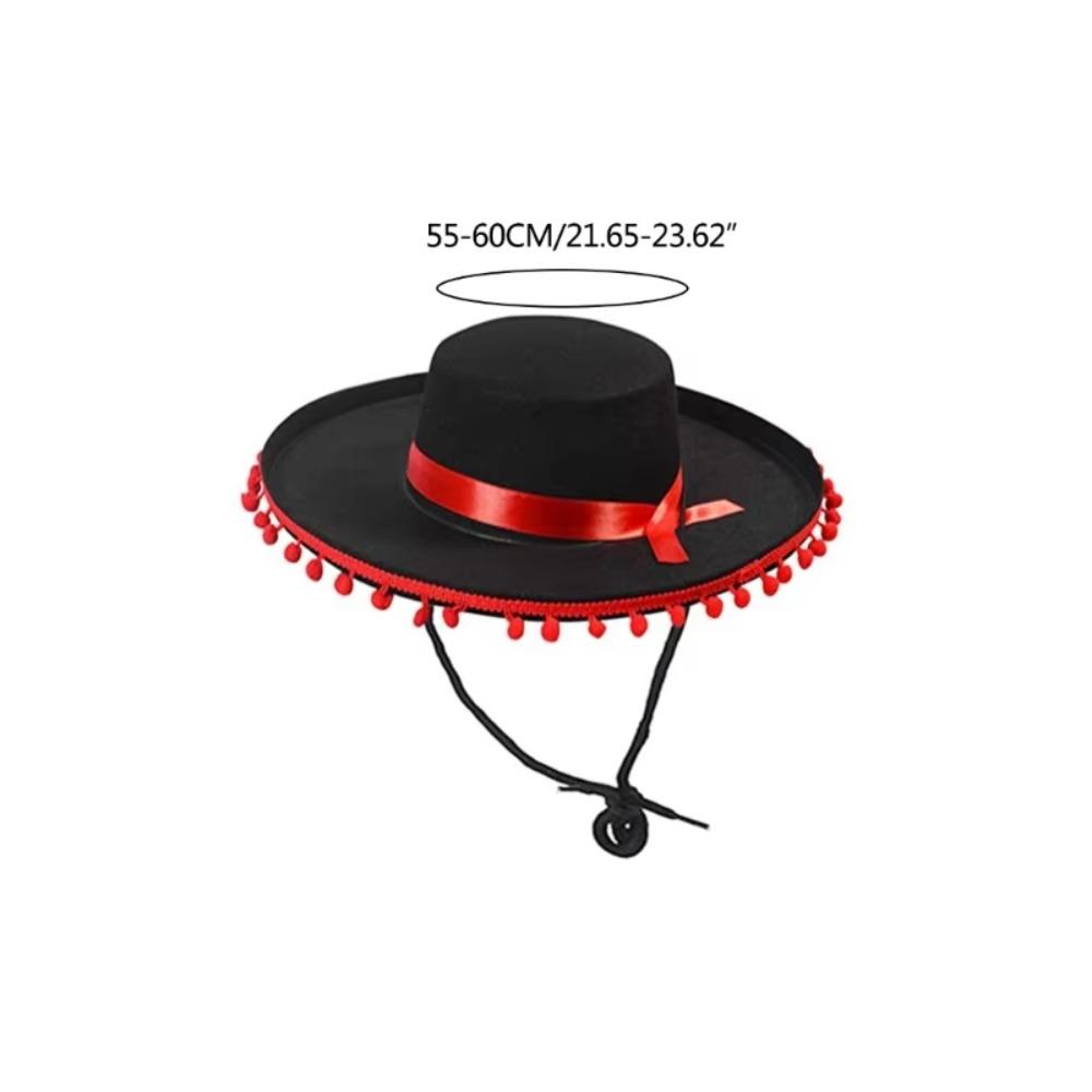 Halloween Zoro Fuzz Ball Mexican Sombrero Hats Photo Shoot Props Carnival Costume Wide Brimmed Hat Party Decorate
