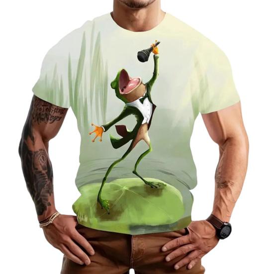 Men Funny Casual T-shirt Cartoon Animal Prints Tee Shirt Round Neck Short Sleeve Pullover for Daily Wear Street Party Beach