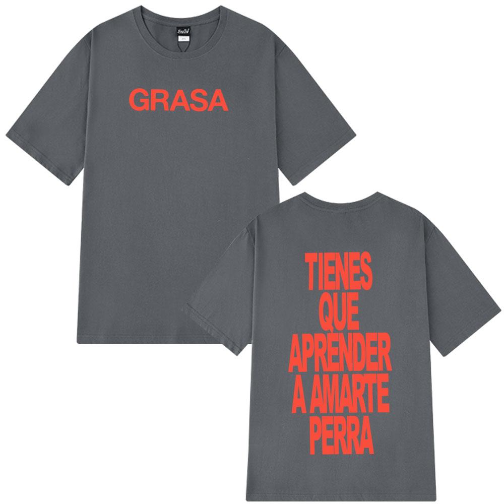 2025 Summer Rapper Nathy Peluso Grasa Letters Print T Shrit Men Women  Aesthetic 100 Pure Cotton Printed Breathable Tshirt