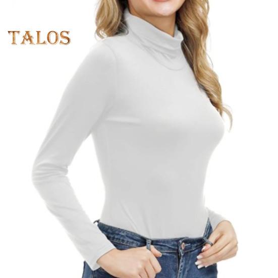 Women Bottoming Tops High Collar Long Sleeve Slim Fit Pullover Tops Solid Color Basic Turtleneck Blouse Daily Wear
