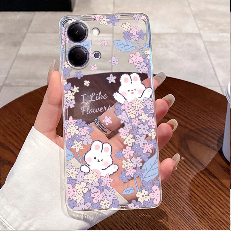 For Vivo Y11 5G V2575 Case Vivo Y21 5G V2553 Phone Case Clear Luxury Cute Love Heart Rabbit Funny TPU Soft Silicone Back Cover