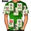 Summer 3D Mahjong Men's and Women's Fashionable Slim Fit T-shirt 3D Printed Short Sleeve Casual Round Neck Top T-shirt Men's Clothing