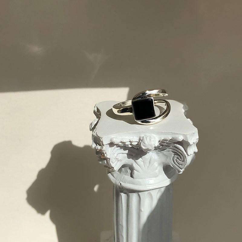 Koreanischer Stil S925 Versilberter Geometrischer Offener Fingerring - Damen Vintage Hip Hop Schmuck für Zeige- oder Ringfinger.