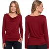 Stylish Women's Blouse with Long Sleeves and Boat Neckline, Viscose, MORAJ 2XL RED