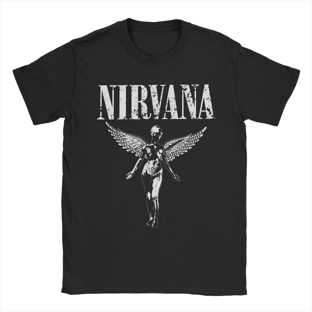 Nirvana Rock Band Cotton T-Shirt For Adult Beach Kurt Cobain Y2K Basic T Shirts Trendy Cool Tees Big Size Casual Tops