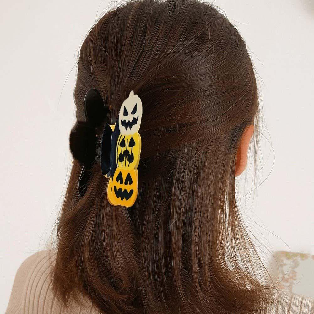 Funny Pumpkin Shark Clip Waterproof Acetic Acid Hair Claw Halloween Shark Clip Cosplay