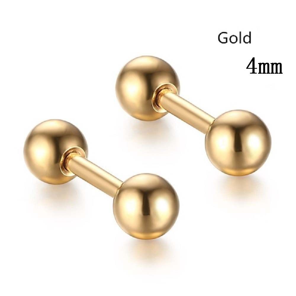 New Black Gold Round Studs Barbell Fashion Jewelry Stainless Steel Ball Earrings Stud Earrings