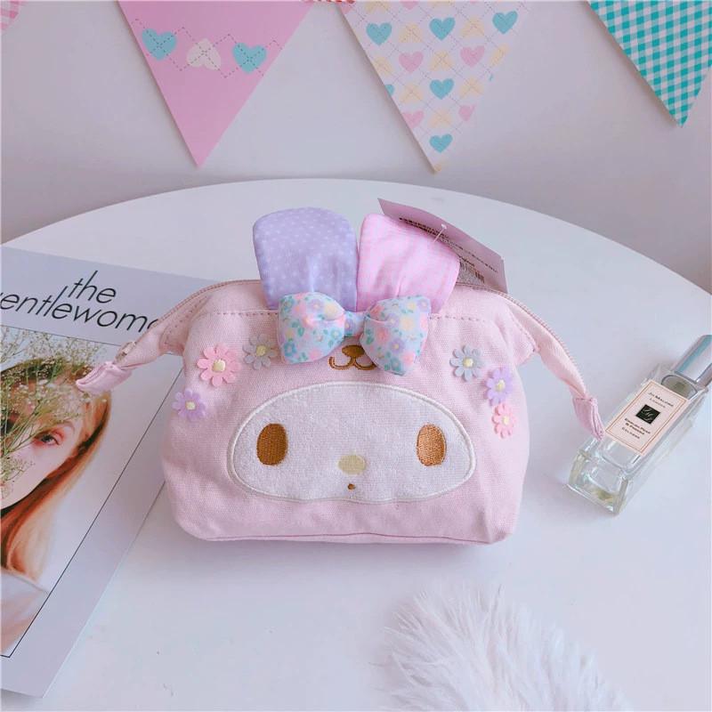 My Melody Cartoon Canvas Makeup Bag With Breathable Durable Fabric For Daily Use