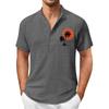 Vintage Summer Men's T-Shirt Streetwear 3 Buttons Open Fly Loose Clothing Print Short Sleeve T-Shirt