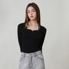 Square Neck Lace Trimming Knit Top Es2okl04