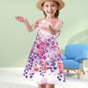 Girls 3D Print Dresses Kids Girl Party Sleeveless Princess Dress Tank 3D Print Flower Strips Dress