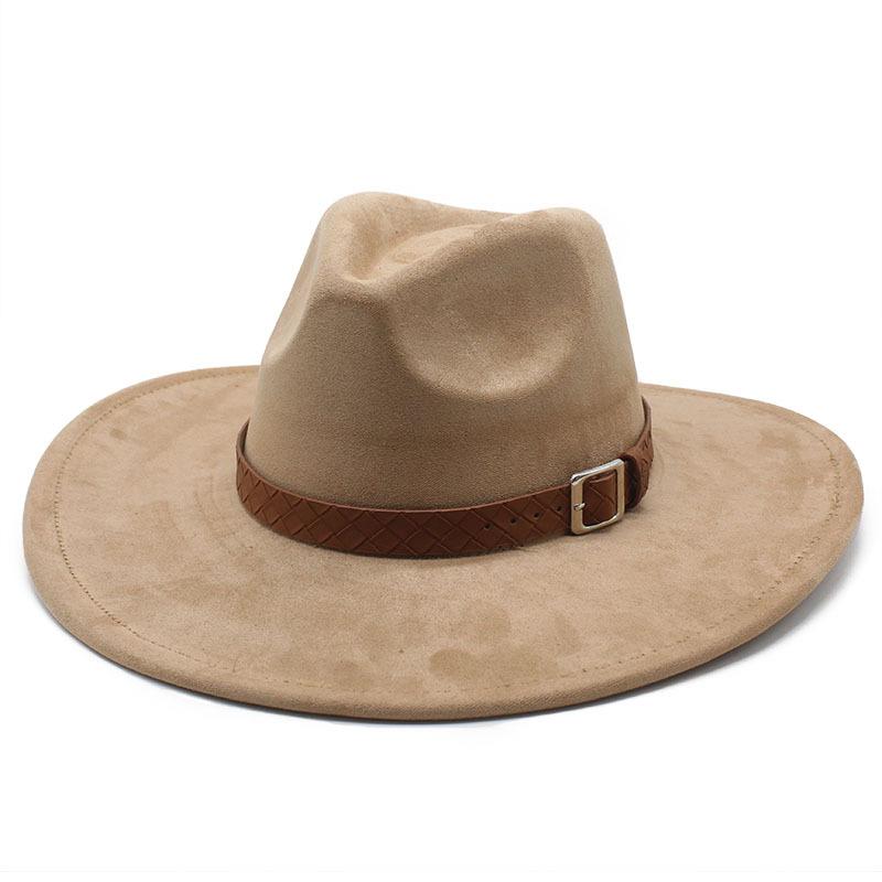 Suede Big Brim Jazz Hat Lady Gentleman Fashion Top Hat Party Banquet Coat Matching Hat