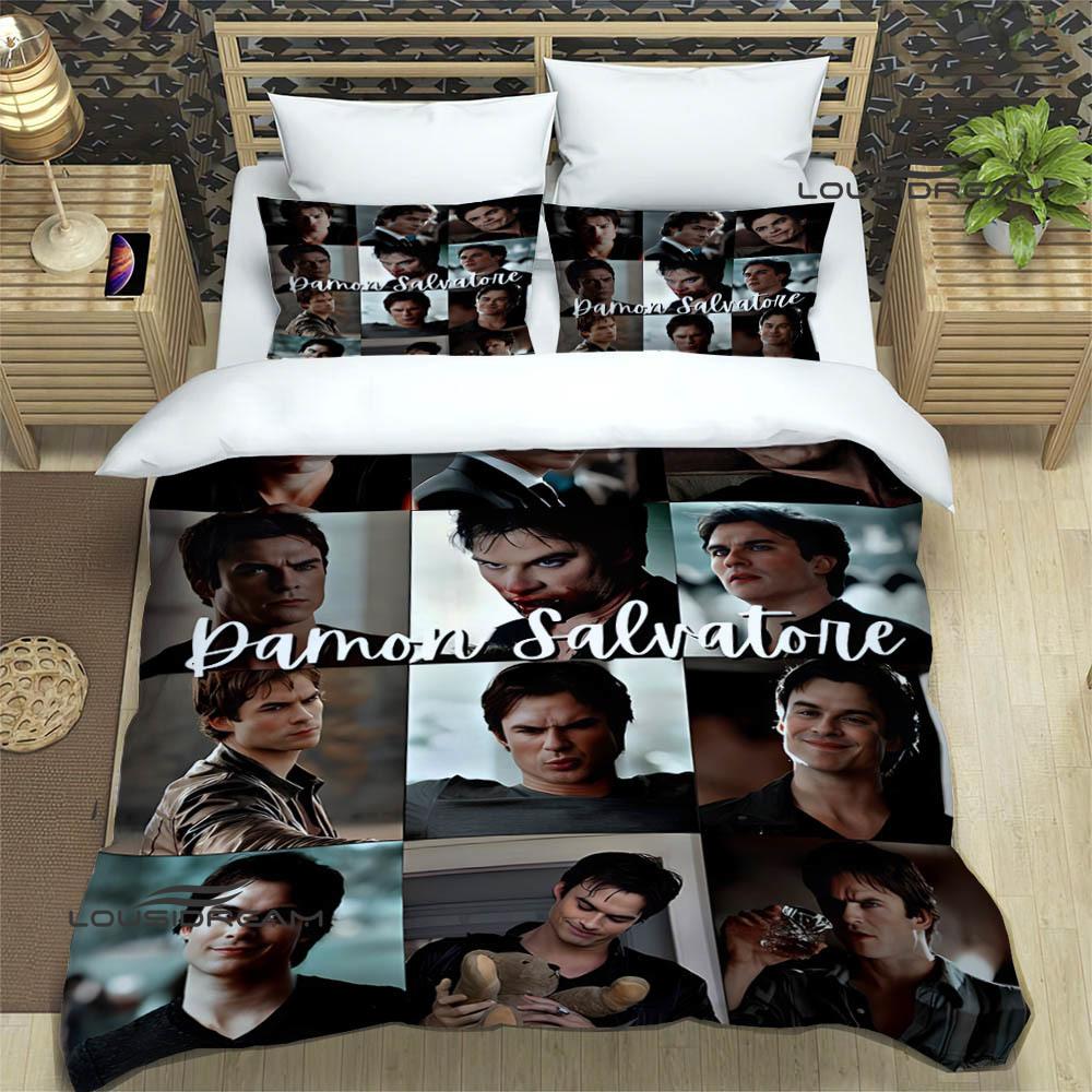 Set Biancheria da Letto Stampati 3D Damon Salvatore set squisito di biancheria da letto copripiumino set piumone set biancheria da letto lusso regalo di compleanno