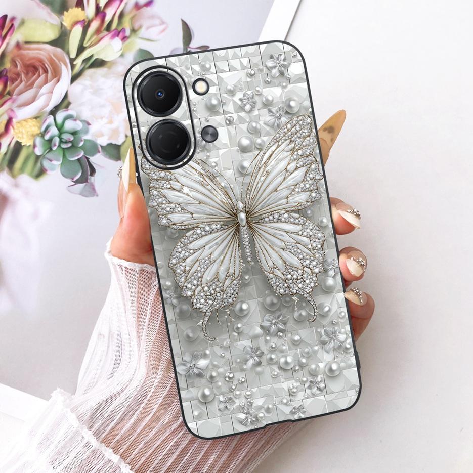 Pour Tecno Spark Go 3 Coque KN3 Housse Peinte Papillon de Luxe Coque de Téléphone Souple en TPU Pour Tecno Spark Go 3 SparkGo3 Coque Arrière Fundas